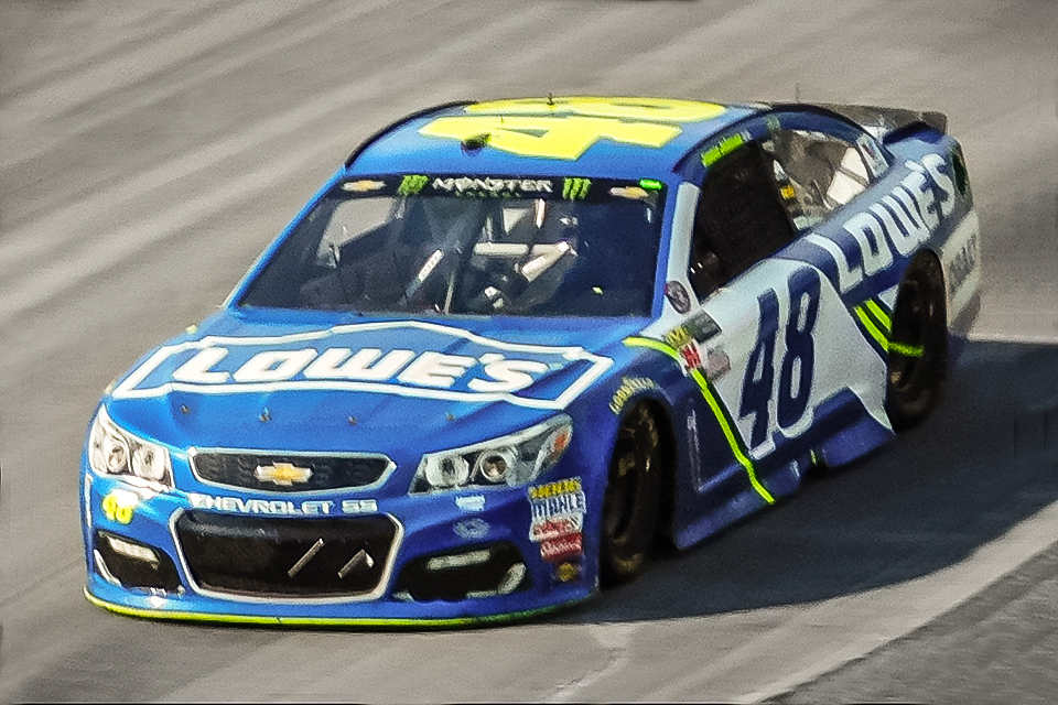 Jimmie Johnson, NASCAR Hall of Fame Class of 2024, in his signature #48 Chevy.